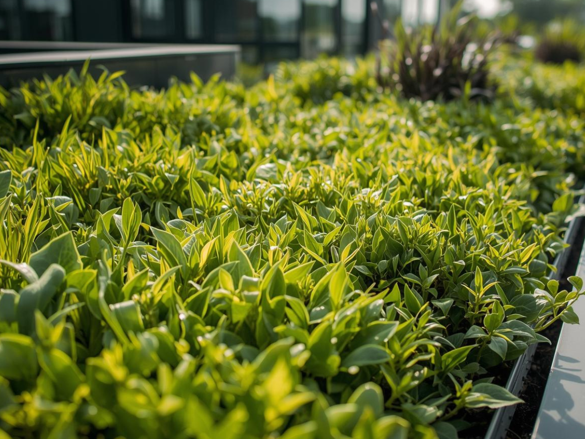 Extensives Gründach auf Flachdach eines Neubaus – nachhaltige Dachbegrünung